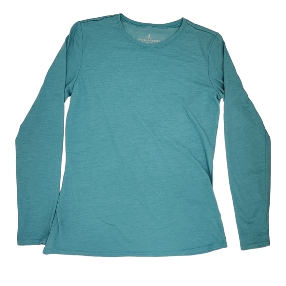 ROYAL ROBBINS merino blend long sleeve base layer aqua size small - Picture 2 of 9